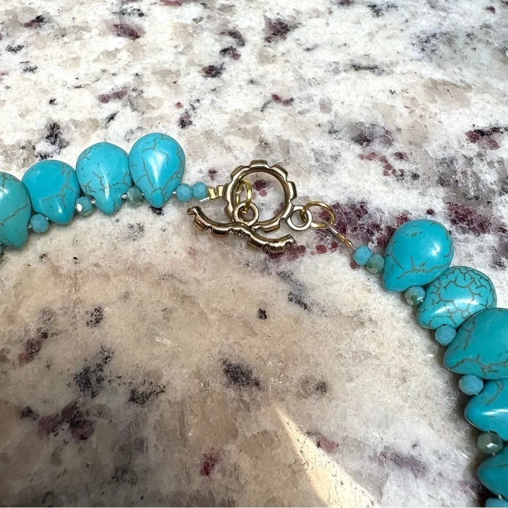 Handmade Blue Teardrop Turquoise Necklace - Picture 4 of 6